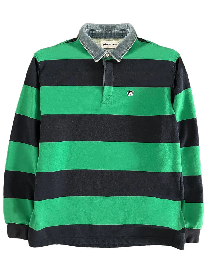 Big Brother Rugby Long Sleeve Polo Shirt - Green Navy
