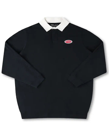 Reynolds Flatline Rugby Long Sleeve Polo Shirt - Black