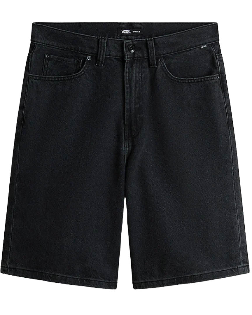 Short Check-5 Baggy Denim - Washed Black