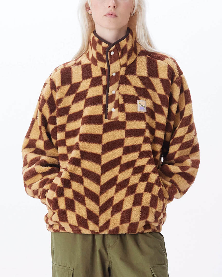 Wavy Pop Over Jacket Women's Fleece - Sepia