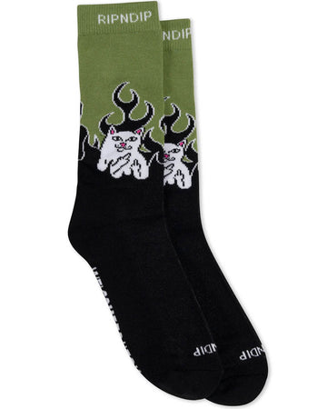 Bas High Socks Welcome To Heck - Black/Light Forest