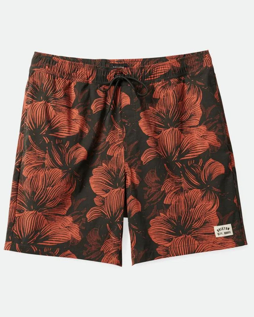 Boardshort Voyage Short 18" - Washed Black/Terracotta Floral