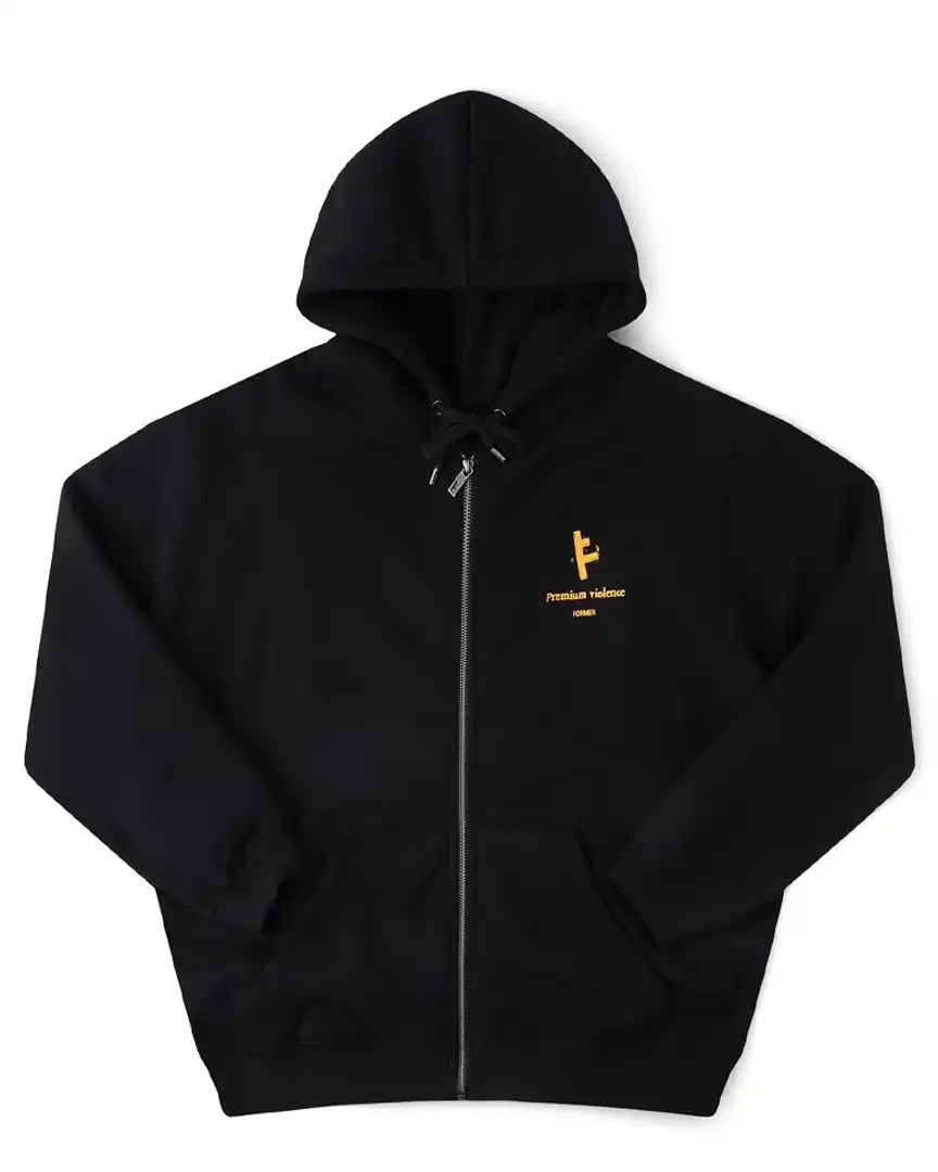 Hoodie Zip Slant F Zt - Black