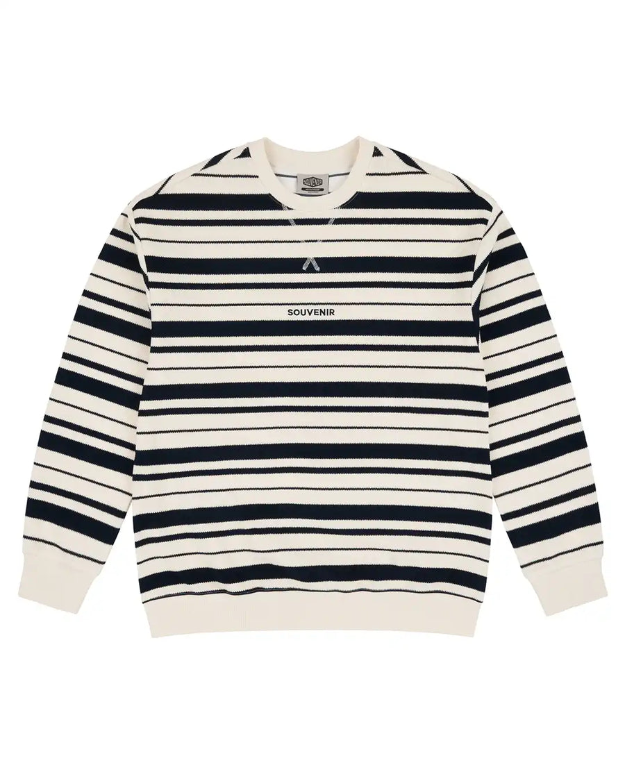 Striped Ultra Pique Sweatshirt - Marshmallow