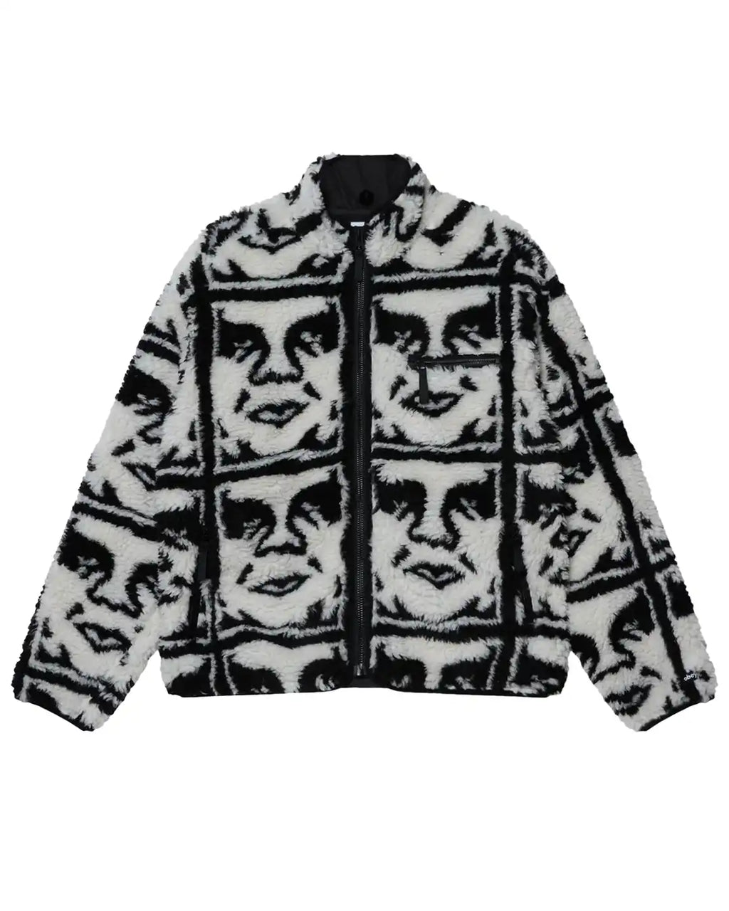 Repeated Icon Sherpa Jacket - Black/Multi