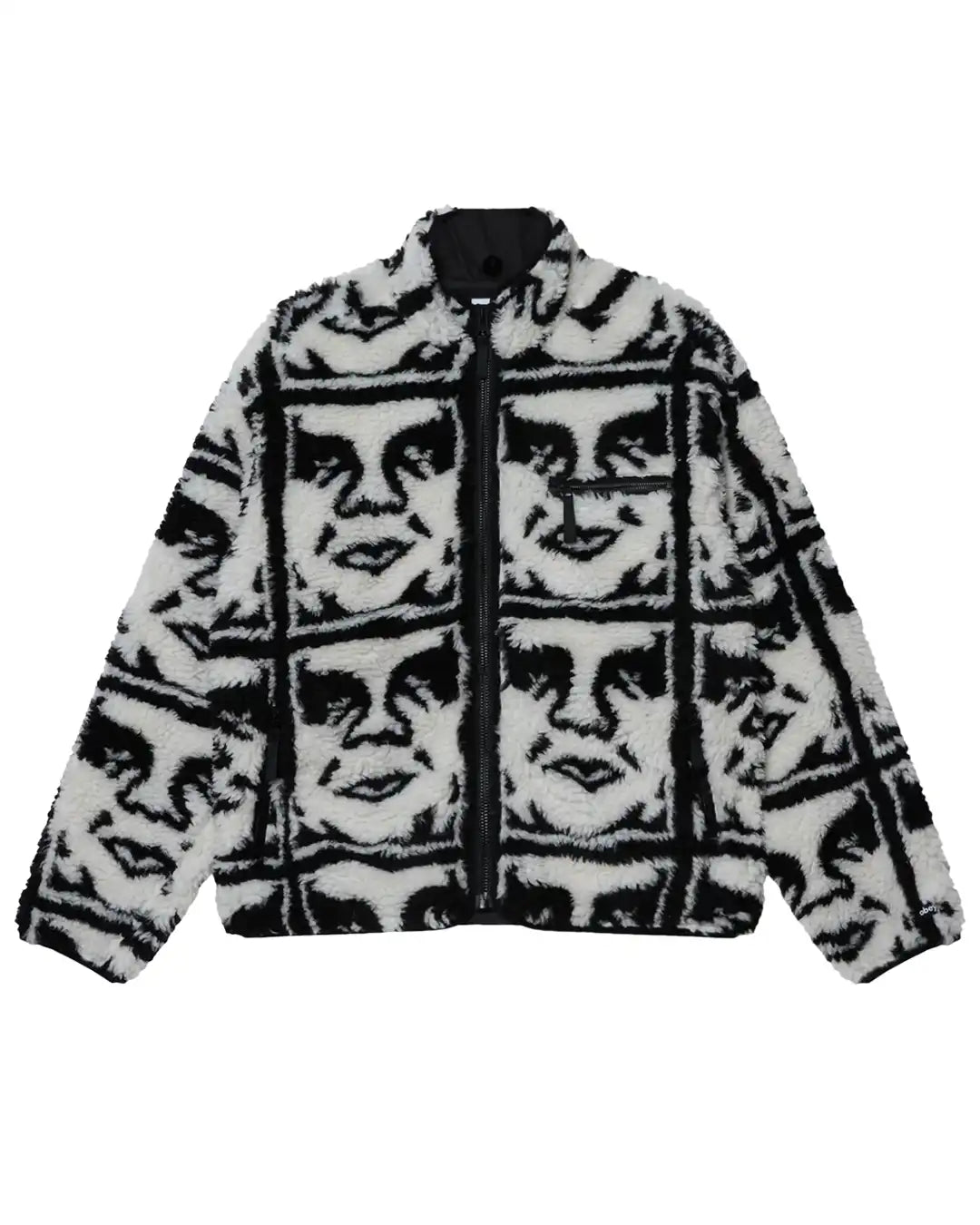 Repeated Icon Sherpa Jacket - Black/Multi
