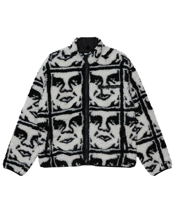 Repeated Icon Sherpa Jacket - Black/Multi