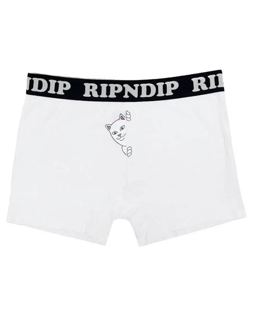 Peek A Nermal Boxer Shorts - White