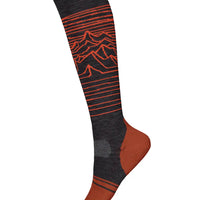 Snowboard Iguchi Pattern Over The Calf Thermal Socks - Charcoal
