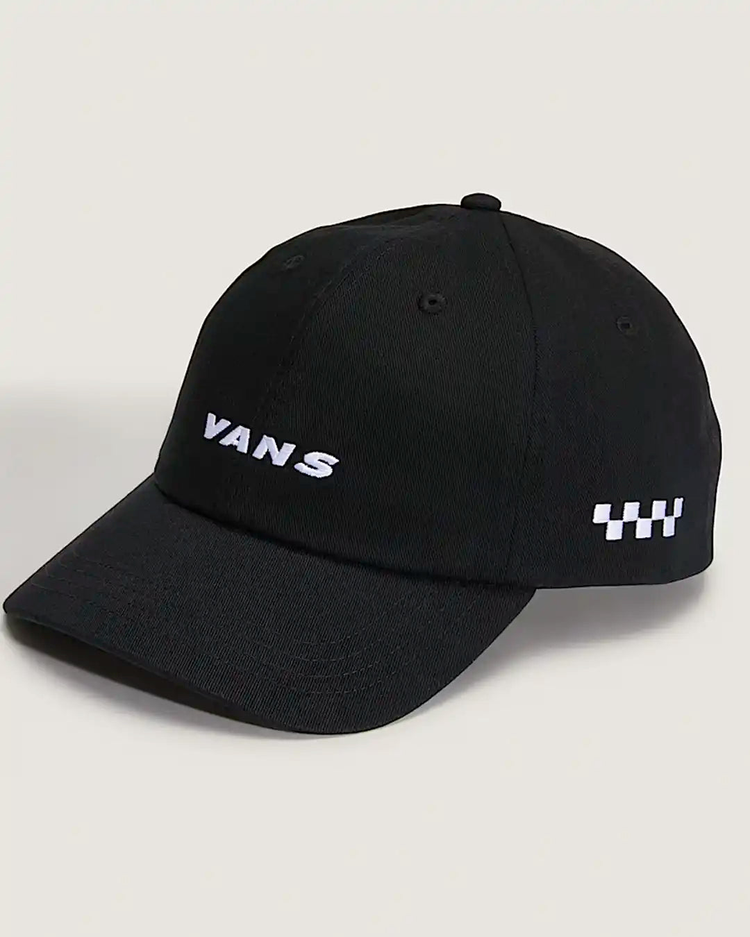 Check Side Curved Bill Hat - Black