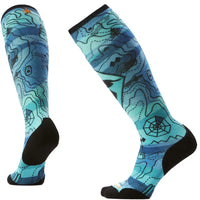 Women's Ski Topo Treasures Print OTC Thermal Socks - Nightfall Blue