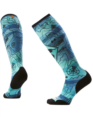 Women's Ski Topo Treasures Print OTC Thermal Socks - Nightfall Blue