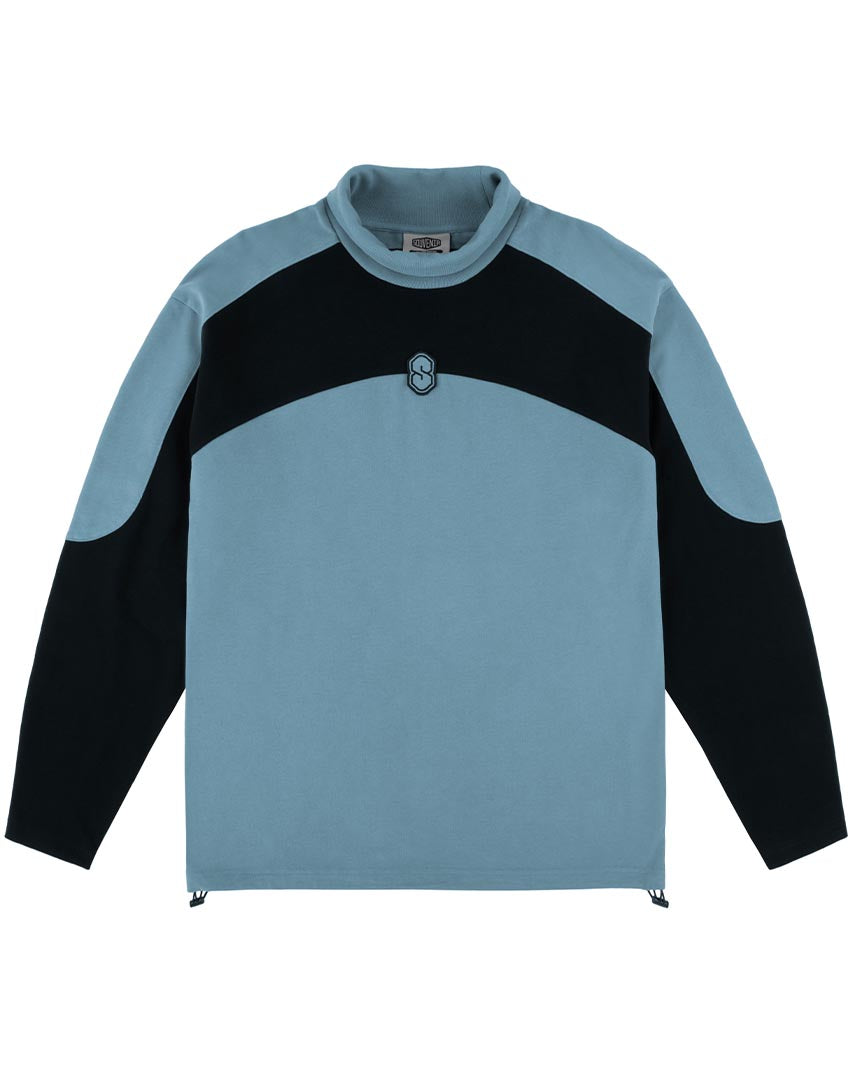 Turtle Neck Top Long Sleeve T-Shirt - Blue/Black