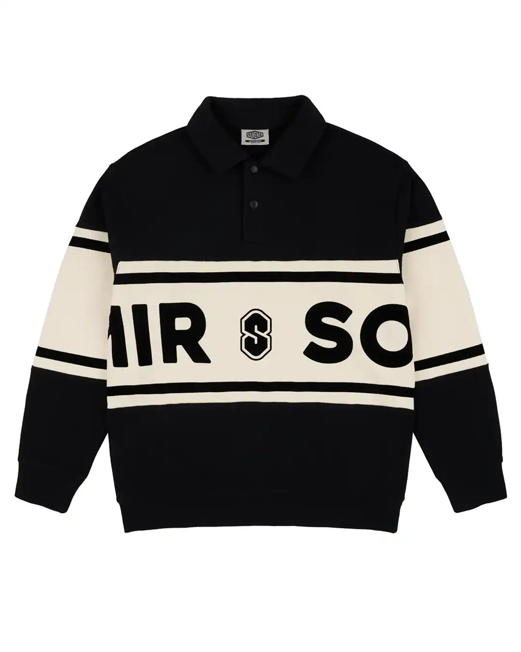 Fleece Rugby Sweatshirt - Black/Marshmallow