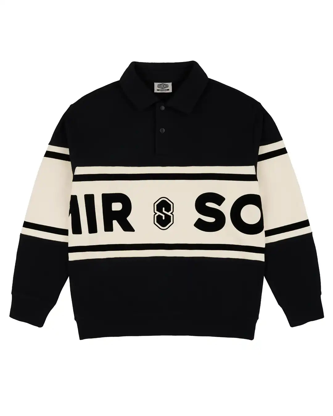 Fleece Rugby Sweatshirt - Black/Marshmallow