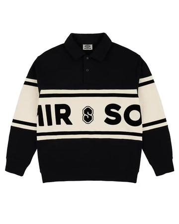 Fleece Rugby Sweatshirt - Black/Marshmallow