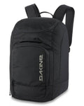A black 45L capacity backpack with the brand name 'Dakine' written on the front. It features adjustable shoulder straps and a zippered main compartment.