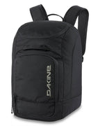 A black 45L capacity backpack with the brand name 'Dakine' written on the front. It features adjustable shoulder straps and a zippered main compartment.