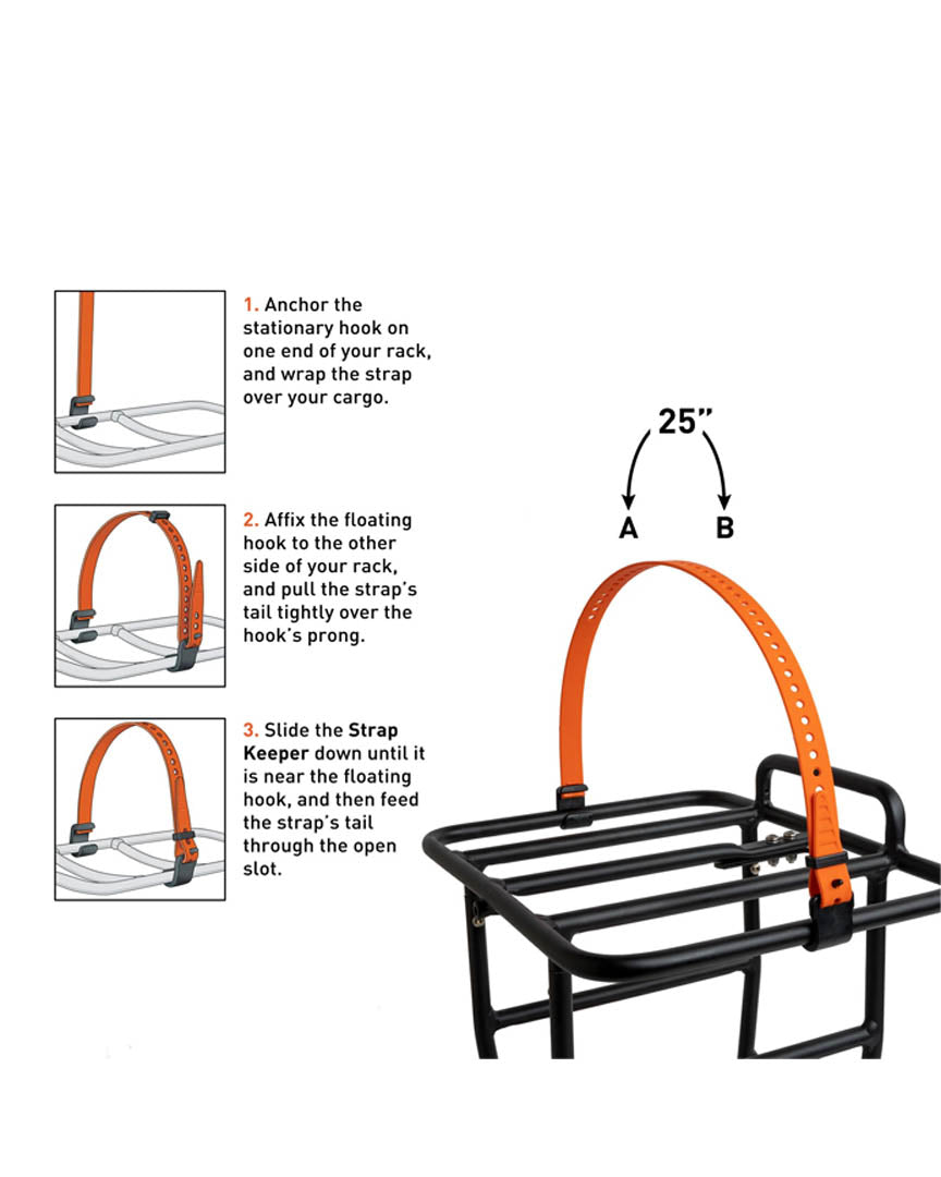 Accessoire de velo Rack Strap 10Mm Hooks 25" - Orange