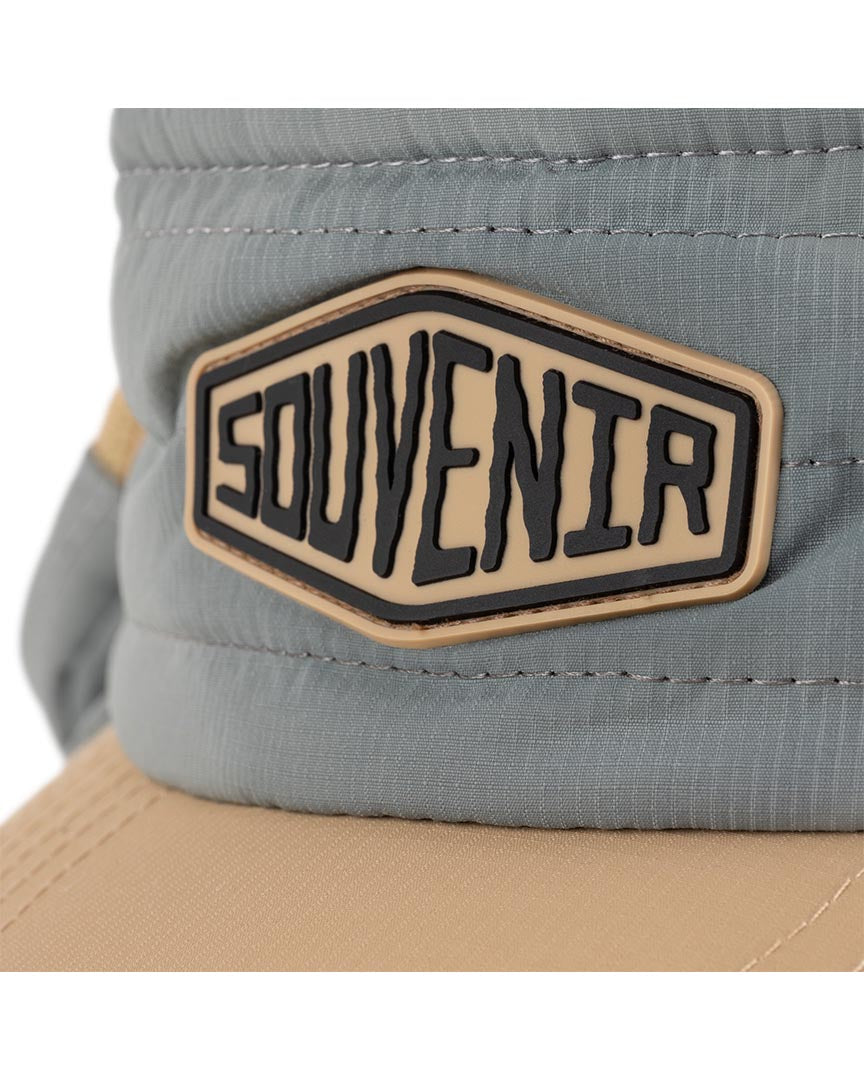 Puffy Pocket Visor Beanie - Grey/Tan