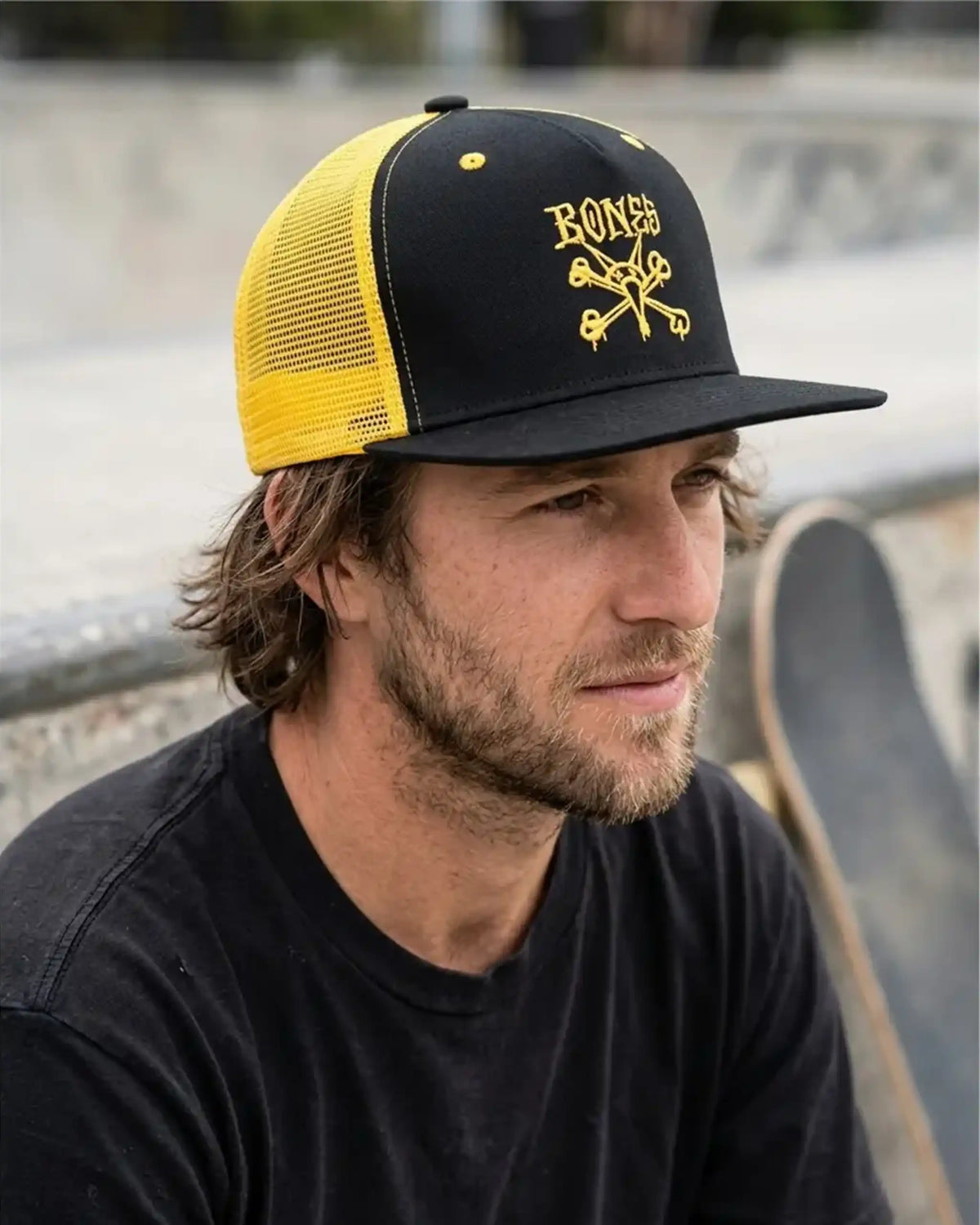 BONES Vato Rat Two Tone Trucker Hat - Black/Gold – view 2
