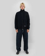 Rib Knit Fullzip Sweatshirt - Black