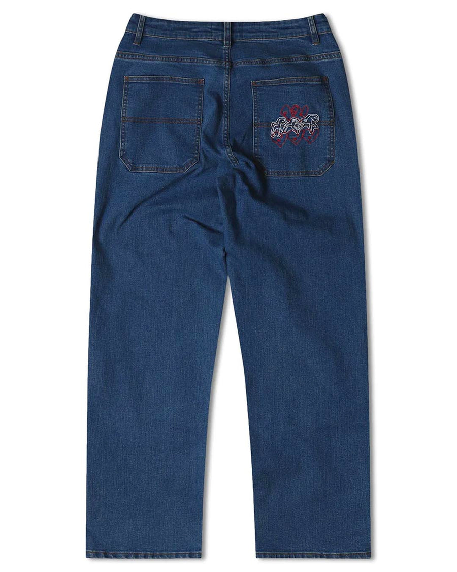 Distend Double Knee Demin Jeans - Dark Blue
