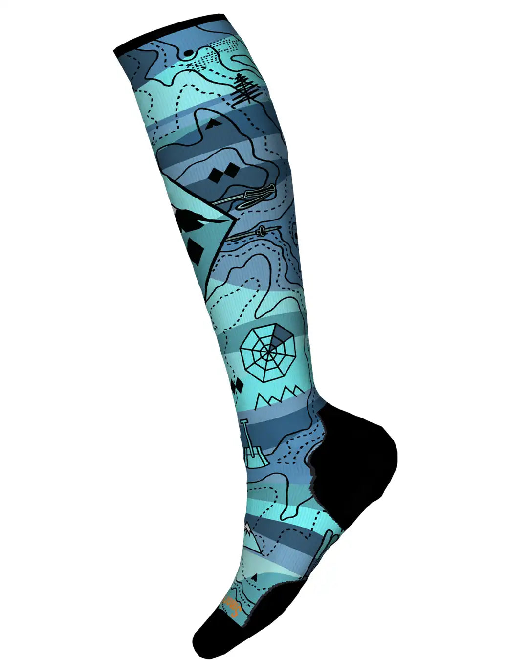 Women's Ski Topo Treasures Print OTC Thermal Socks - Nightfall Blue