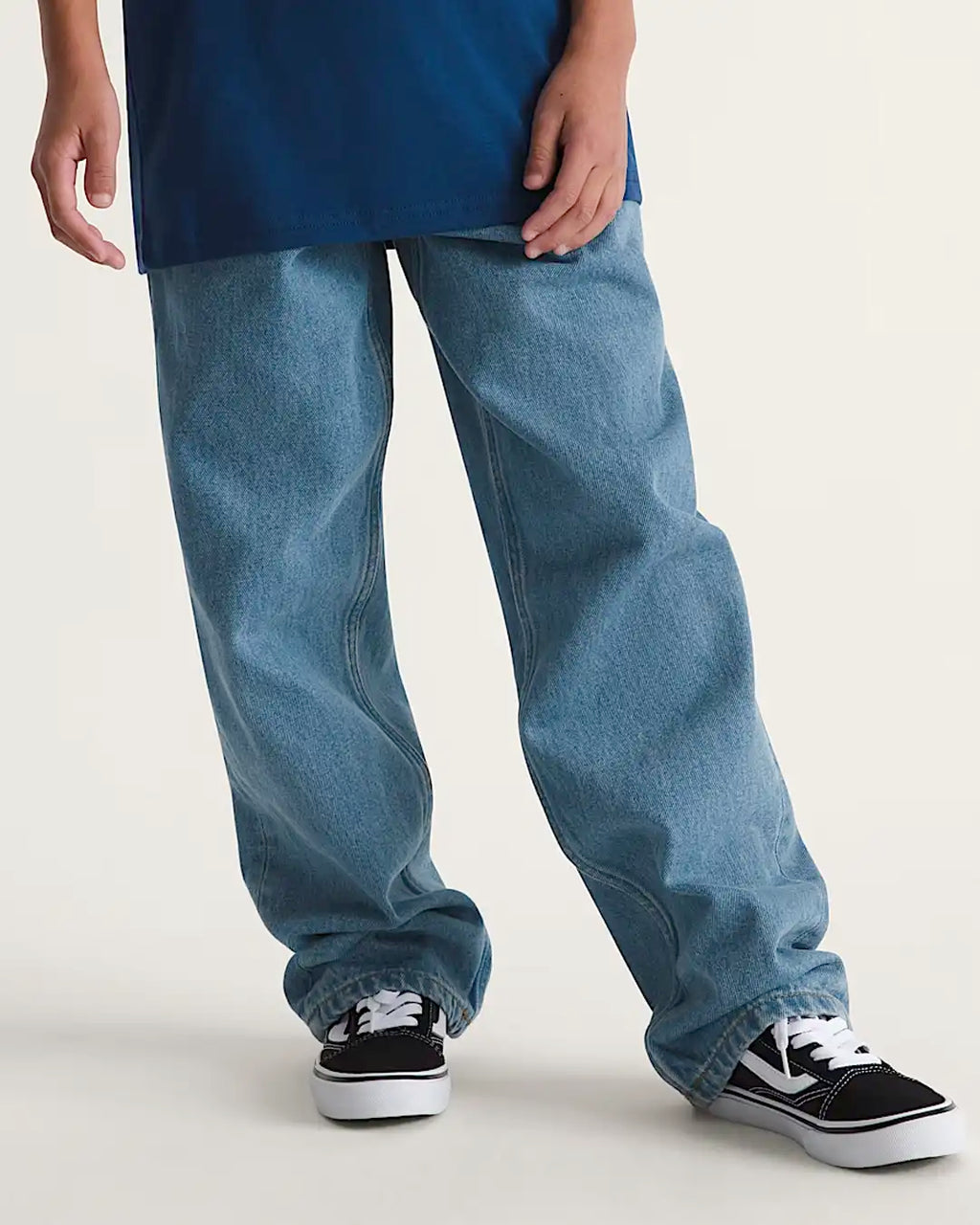 Kids Check-5 Loose Denim Pants - Stonewash/Blue