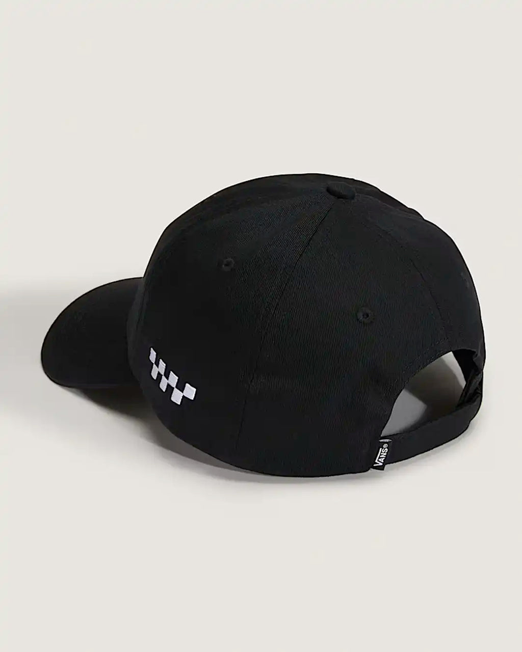 Check Side Curved Bill Hat - Black
