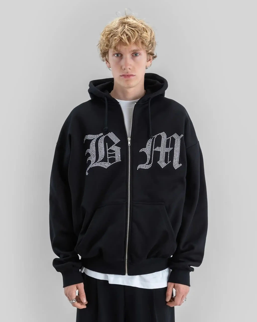 BEYOND MEDALS Stone Zip Hoodie - Black – view 2