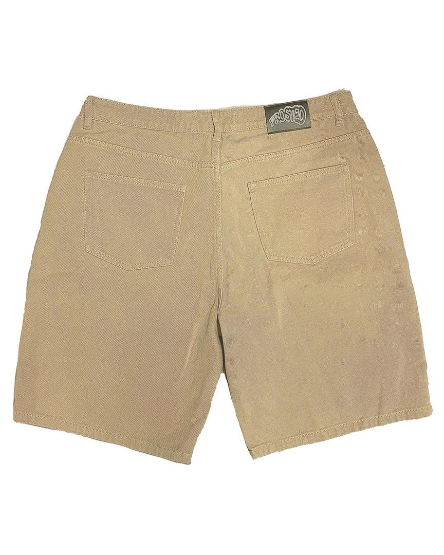 Short Wavy Jeans Shorts - Perf Beige