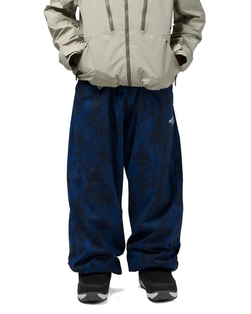 SOUVENIR Parachute - Blotch Print Snow Pants - Petrol Blue – view 3