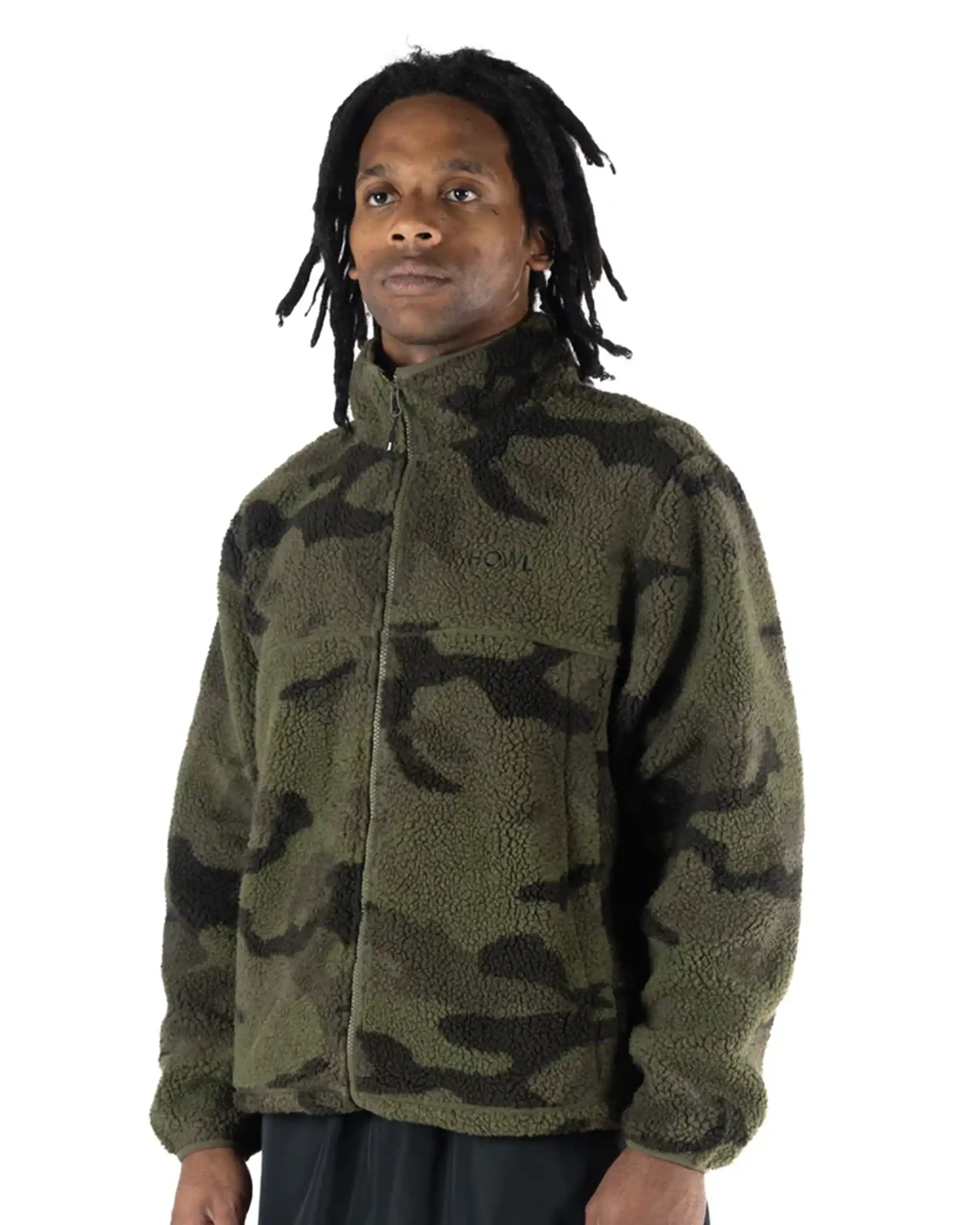 HOWL Berber Fleece Full Zip Jacket - Washed Camo