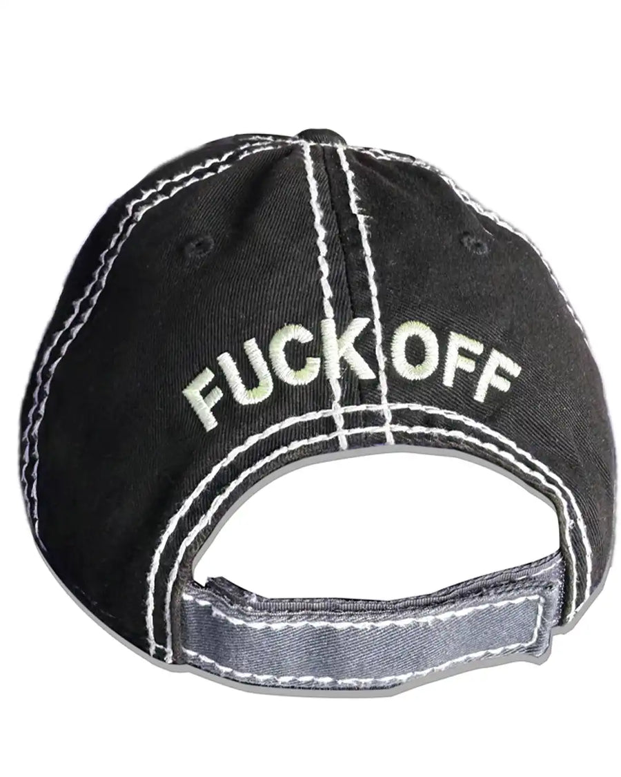 Fuck Off Premium Distrese Hat - Black
