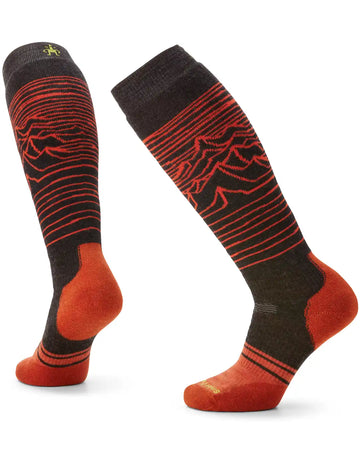 Snowboard Iguchi Pattern Over The Calf Thermal Socks - Charcoal