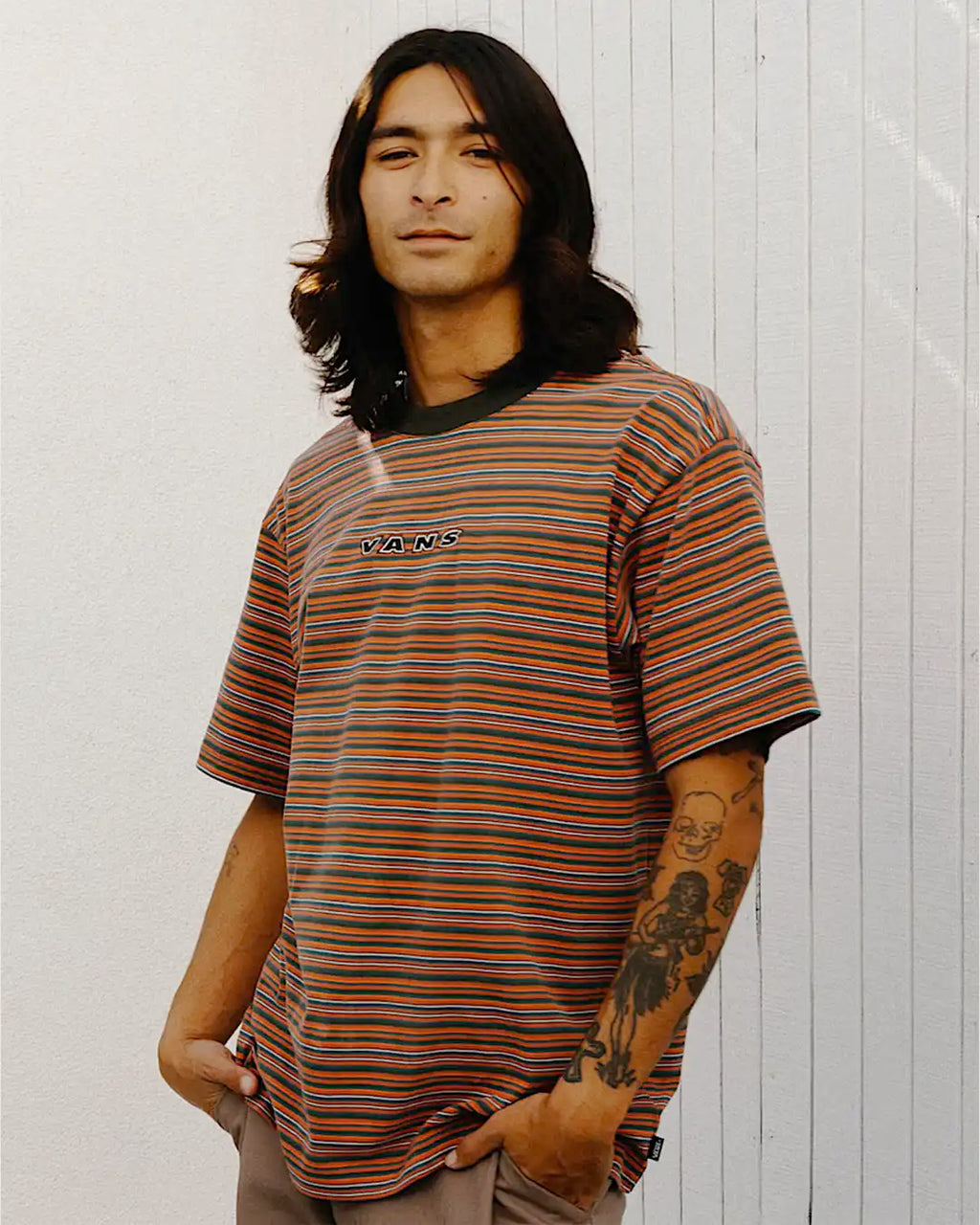 T-Shirt Cameron Stripe Knit - Obsidian Fern