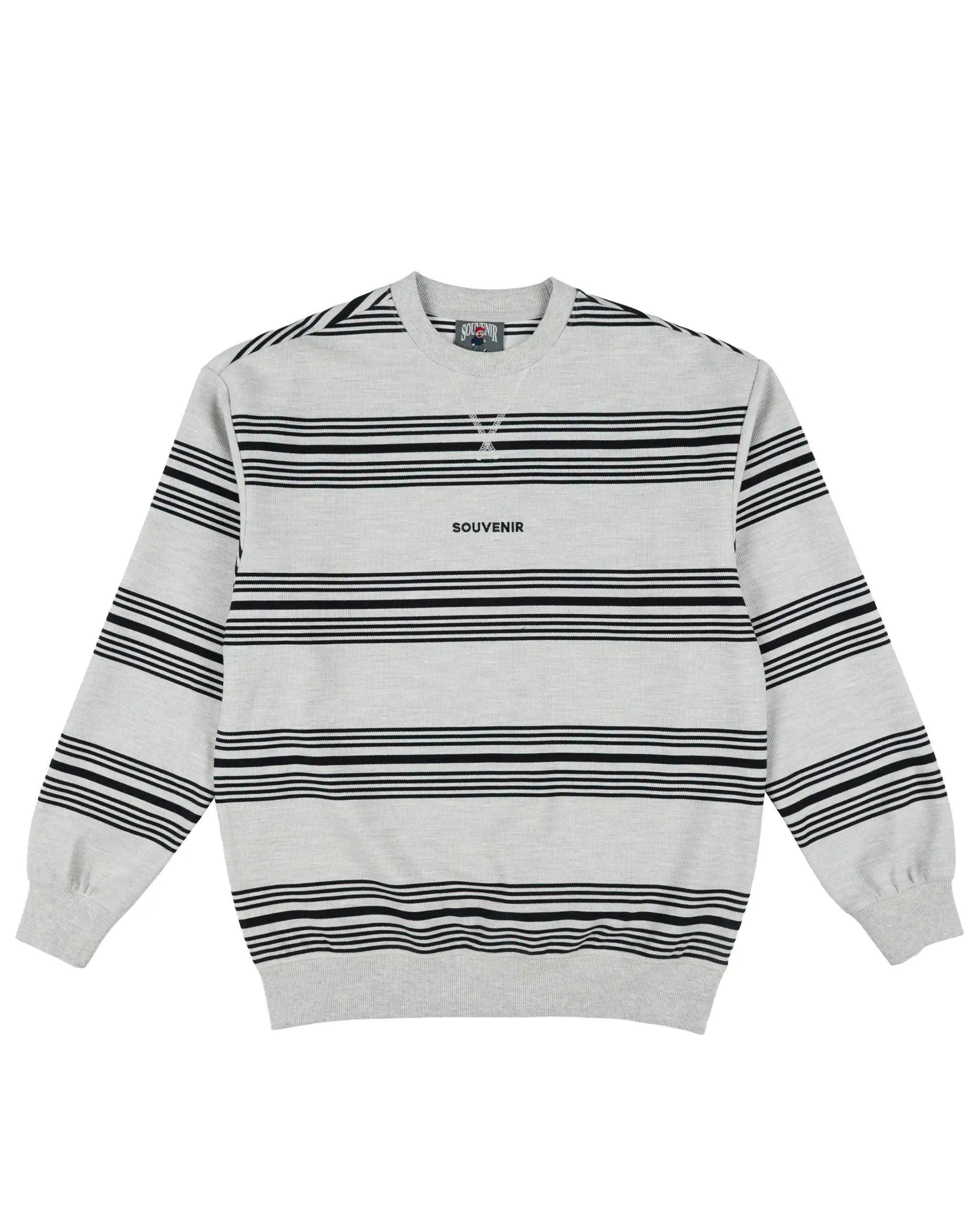 Stripped Crew Sweatshirt - Athletic Grey