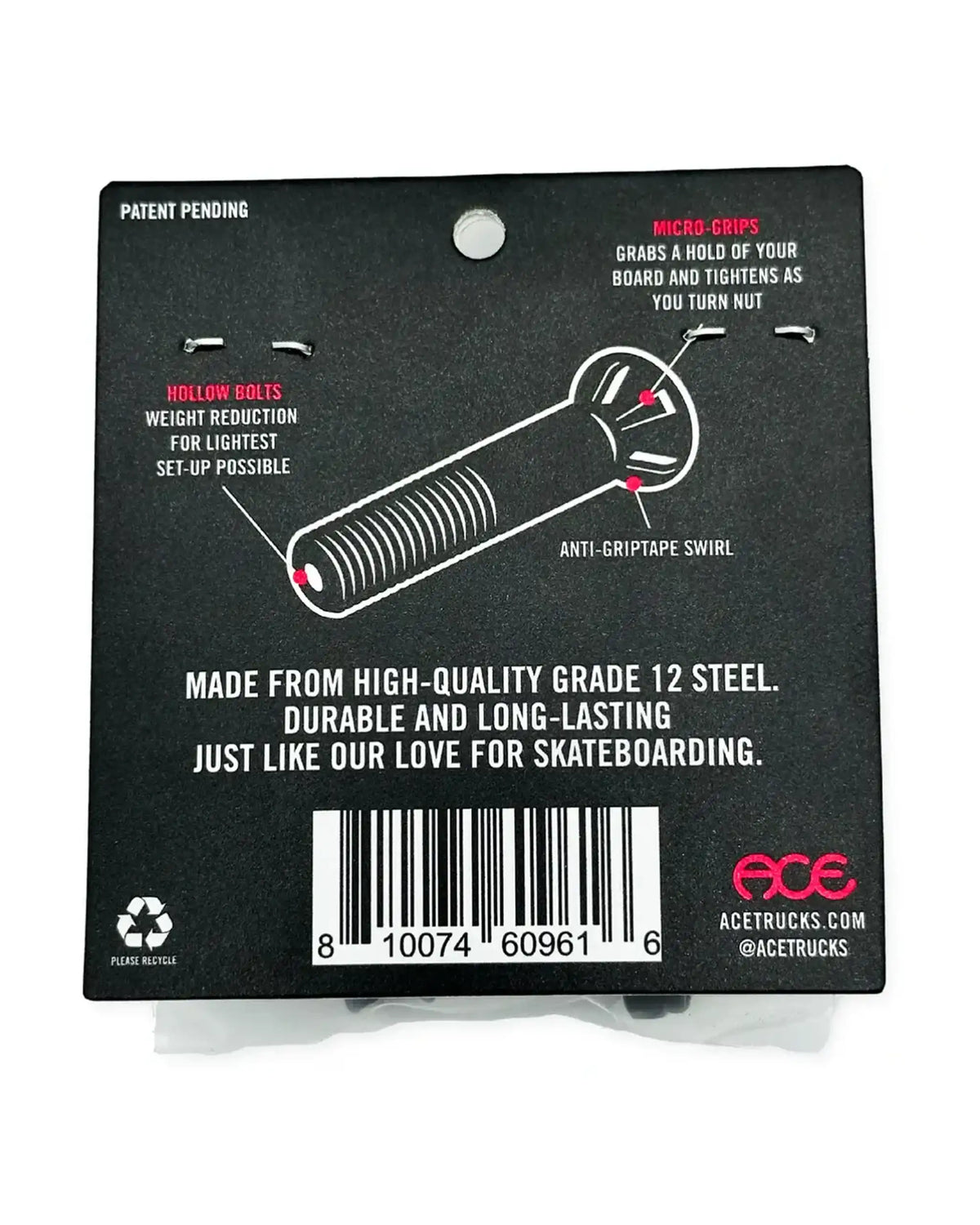ACE Af1 Hollow Bolts Skateboard Hardware – view 2