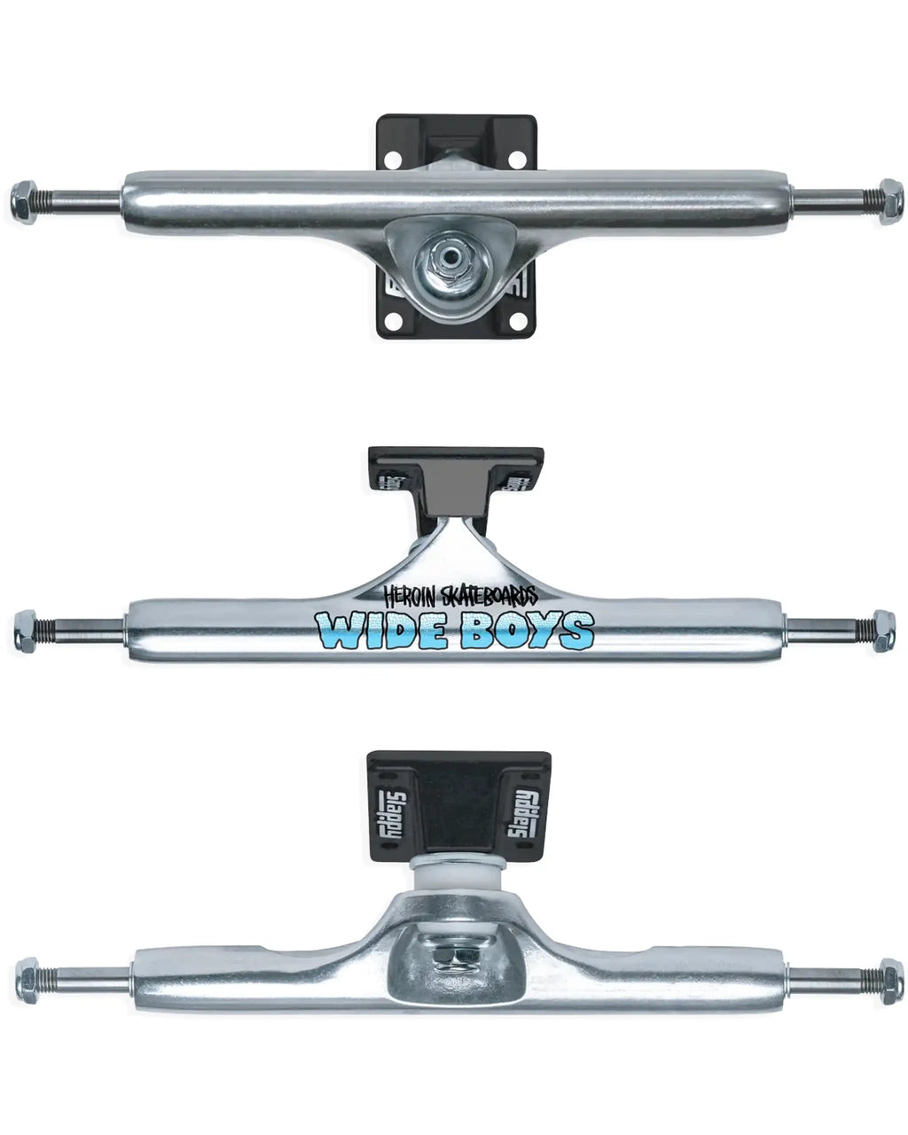 St1 Hollow Wide Boy Skateboard Trucks - Polished Silver/Black