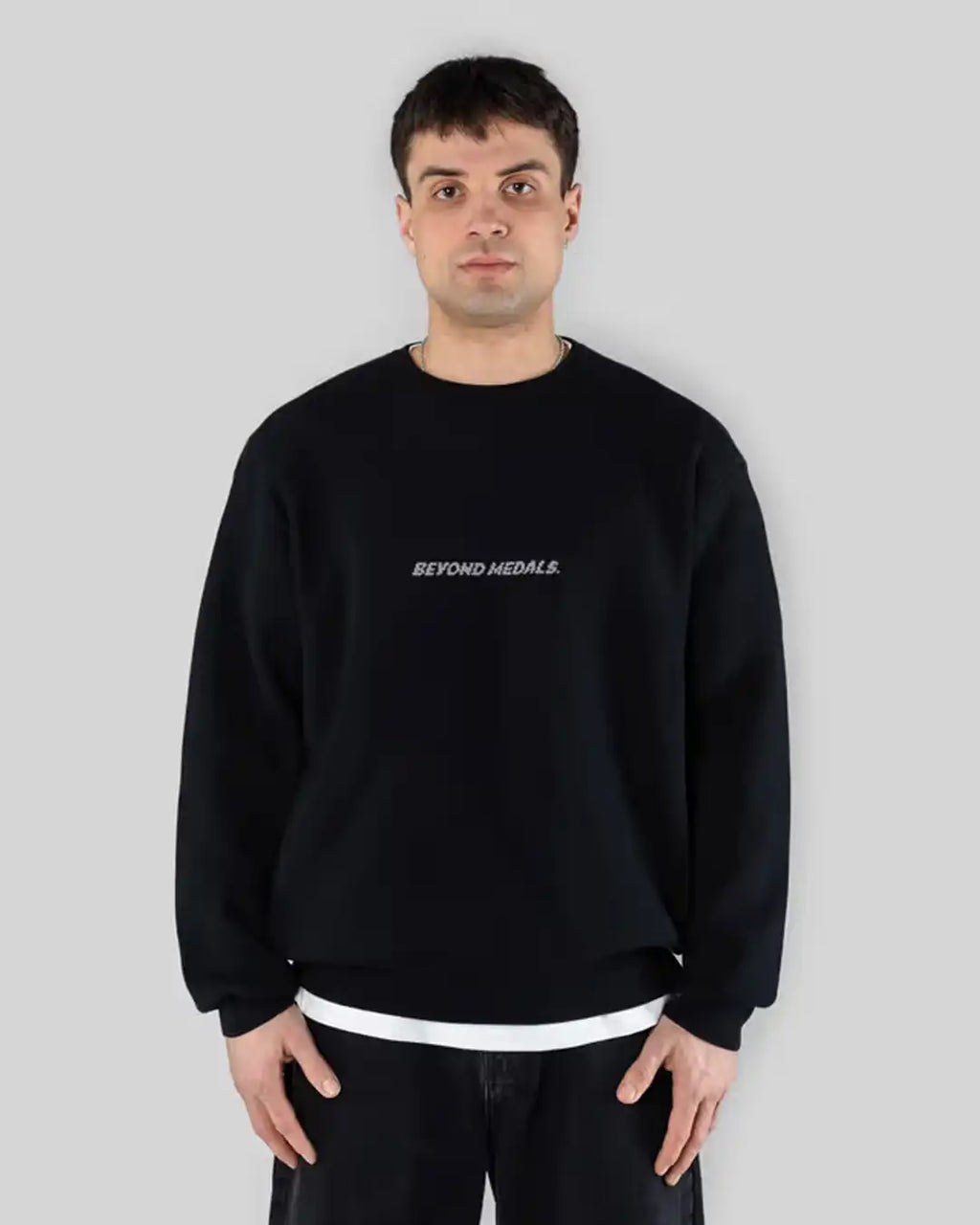 Jacquard Knit Sweatshirt - Black