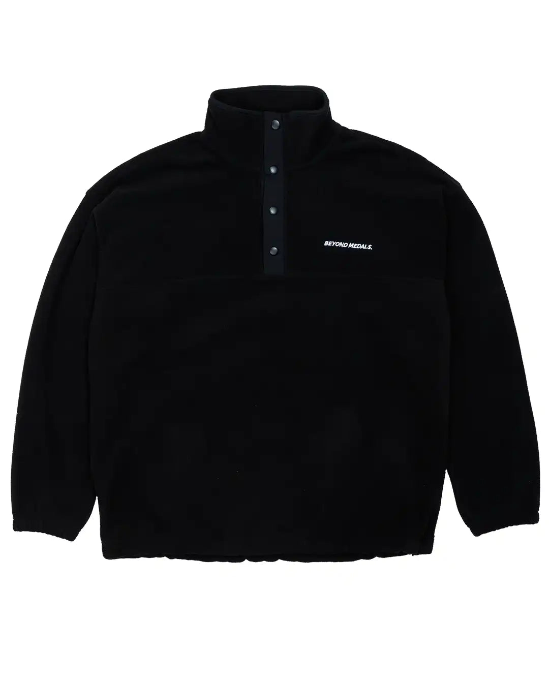Cotton Ouaté Half Snap Fleece - Black