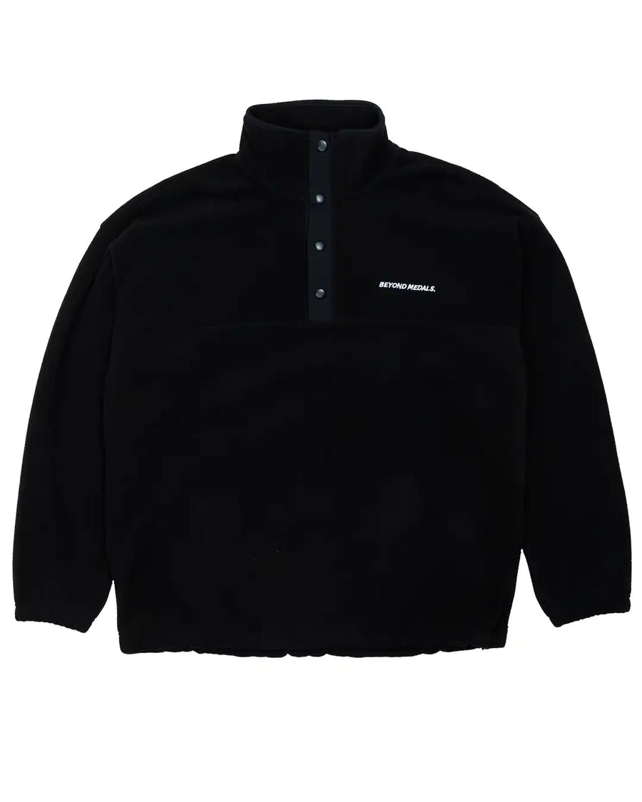 Cotton Ouaté Half Snap Fleece - Black