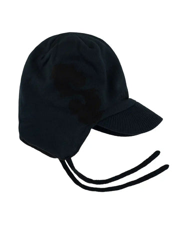 Knit Visor Cap Beanie - Black