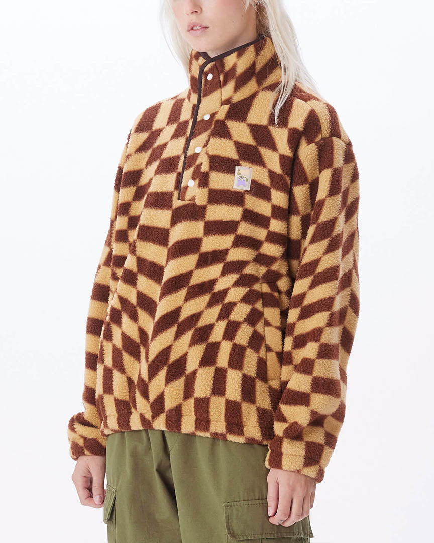 Wavy Pop Over Jacket Women's Fleece - Sepia