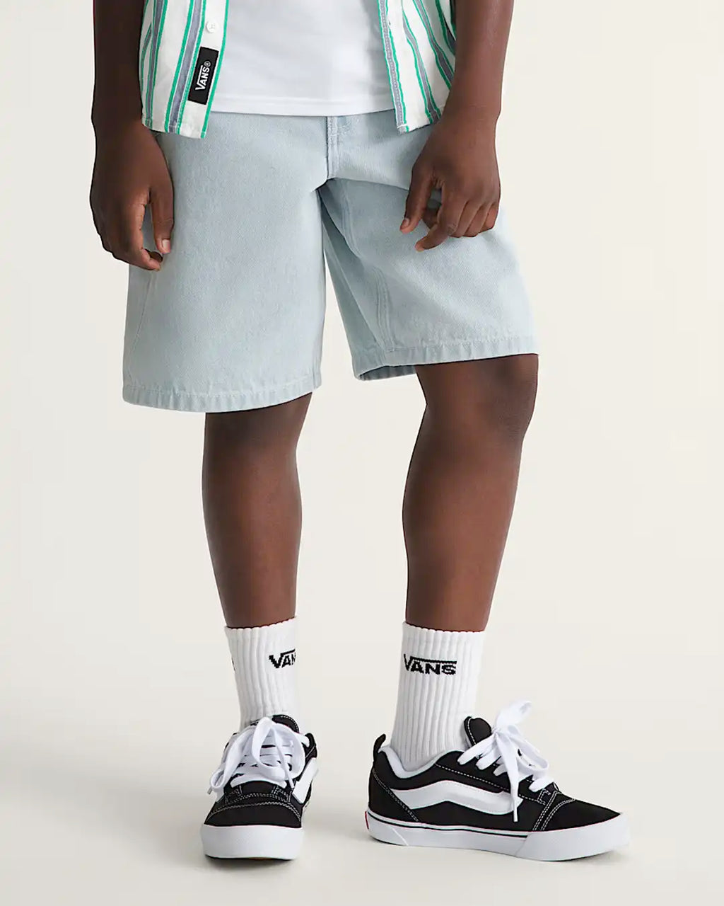 Kids Check-5 Baggy Denim Shorts - Blue Ice