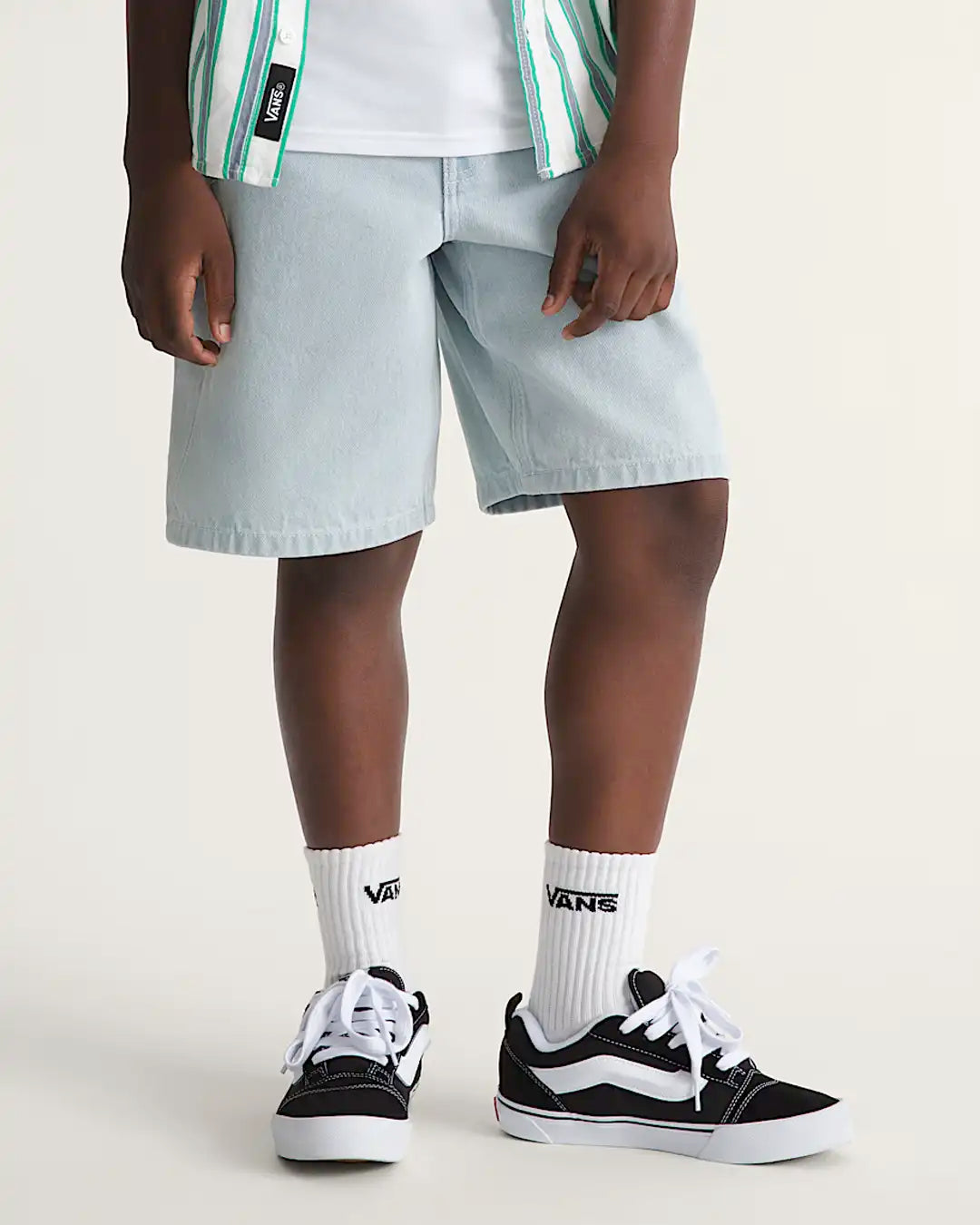 Kids Check-5 Baggy Denim Shorts - Blue Ice