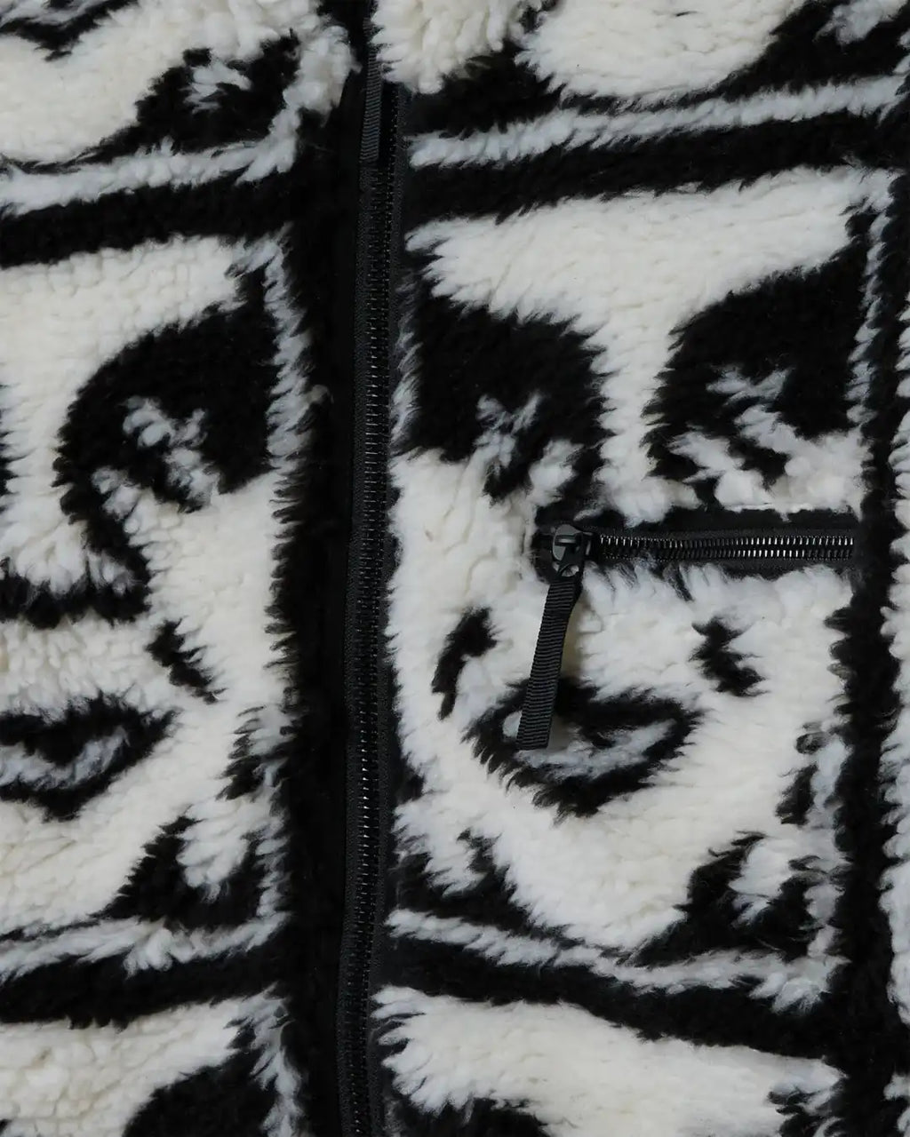 Repeated Icon Sherpa Jacket - Black/Multi