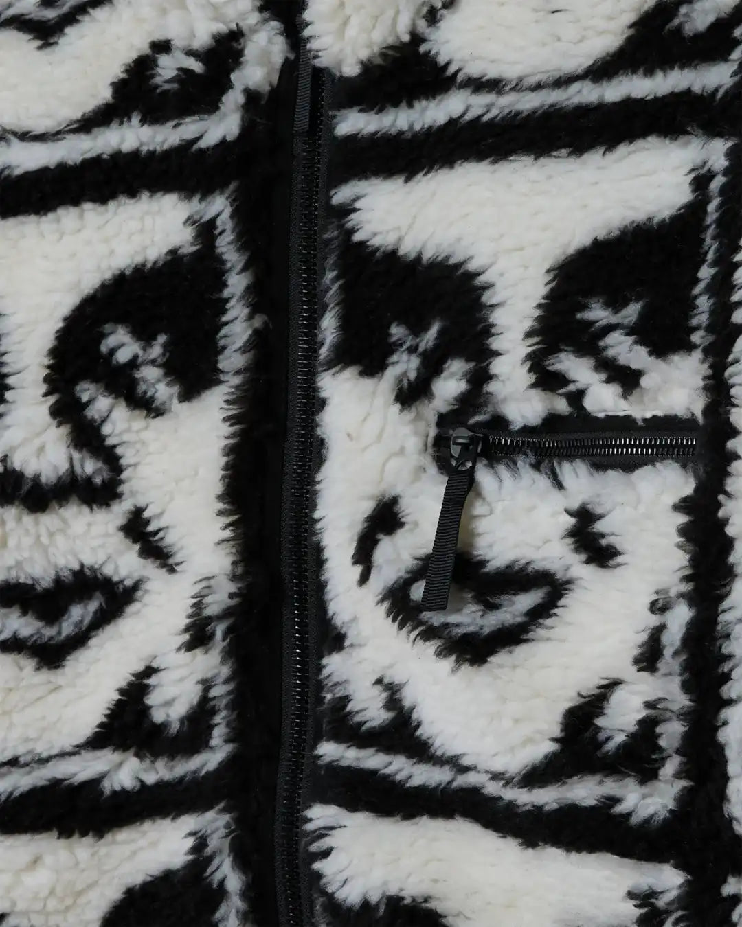 Repeated Icon Sherpa Jacket - Black/Multi