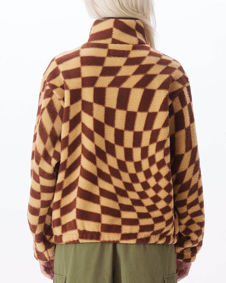 Wavy Pop Over Jacket Women's Fleece - Sepia